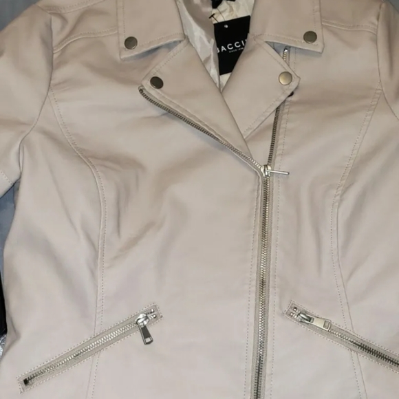 Baccini Womens Polyurethane Leather Jacket Moto Biker Full-Zip Size:M Color mush - Picture 10 of 11